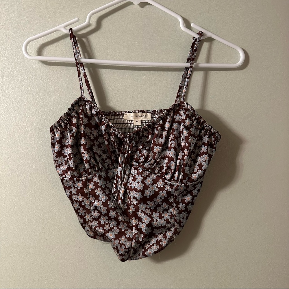 Floral Brown Women's Top Size (XS)
